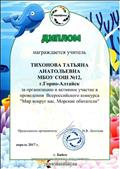 За организацию и активное участие в проведении Всероссийского конкурса "Мир вокруг нас. Морские обитатели"